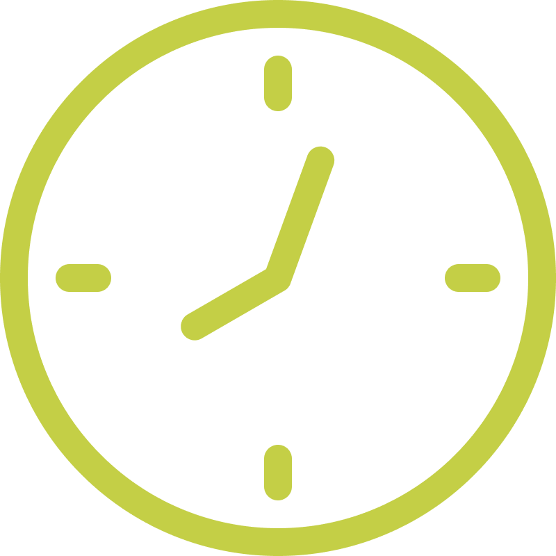 Horloge analogique avec un fond noir et des chiffres verts indiquant l'heure entre 10h10 et 10h15.