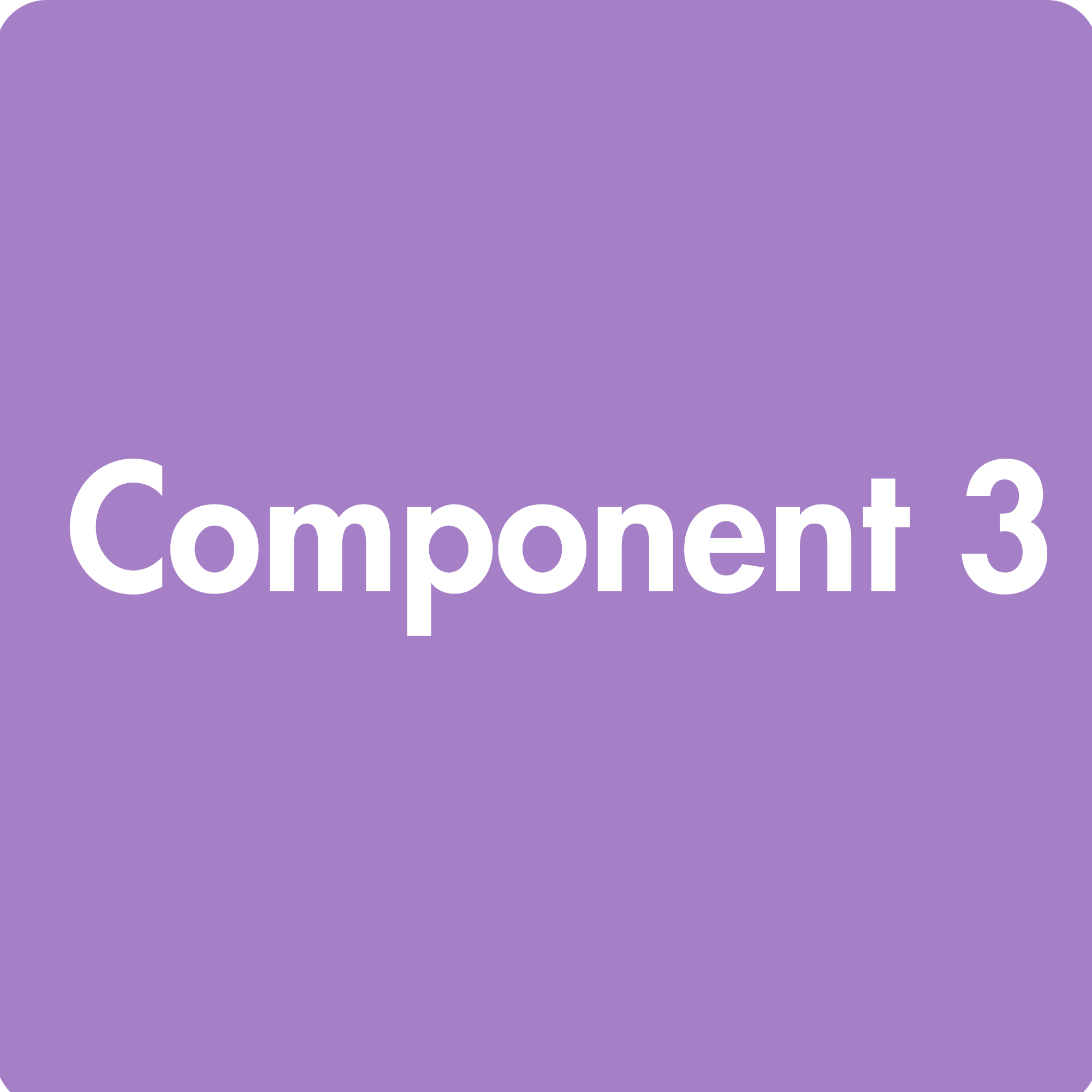 Purple background with large white text reading 'Component 3' and partially visible text at the bottom.