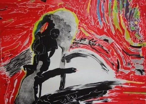 "El ladr&oacute;n de gallinas" (2012) &mdash; Luis Felipe No&eacute;
Lithograph on stone

A 2012 lithograph by Argentine master Luis Felipe No&eacute; (1933&ndash;2025), one of the founding figures of Otra Figuraci&oacute;n (Neo-figuration)