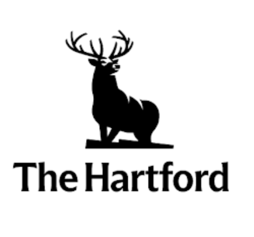 Silhouette eines Hirsches über dem Text "The Hartford".