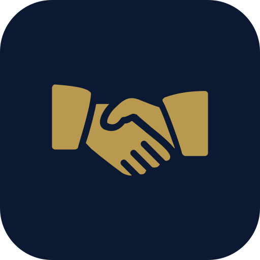 Icon of two hands shaking, representing agreement or partnership.