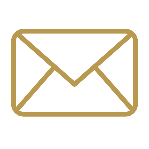 Gold outline icon of an envelope or letter on a black background.