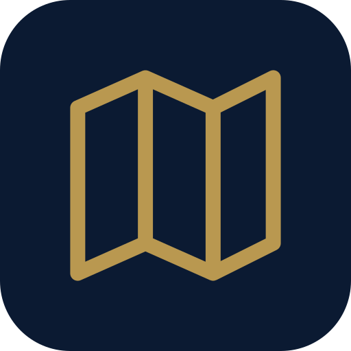 Icon of a gold map on a dark background