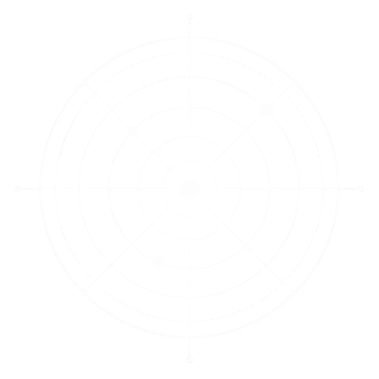 A radar screen display with concentric circles and crosshairs on a black background.