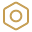 A minimalistic icon of a camera with a hexagonal outline