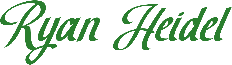 Stylized green text displaying the name Ryan Heidel.