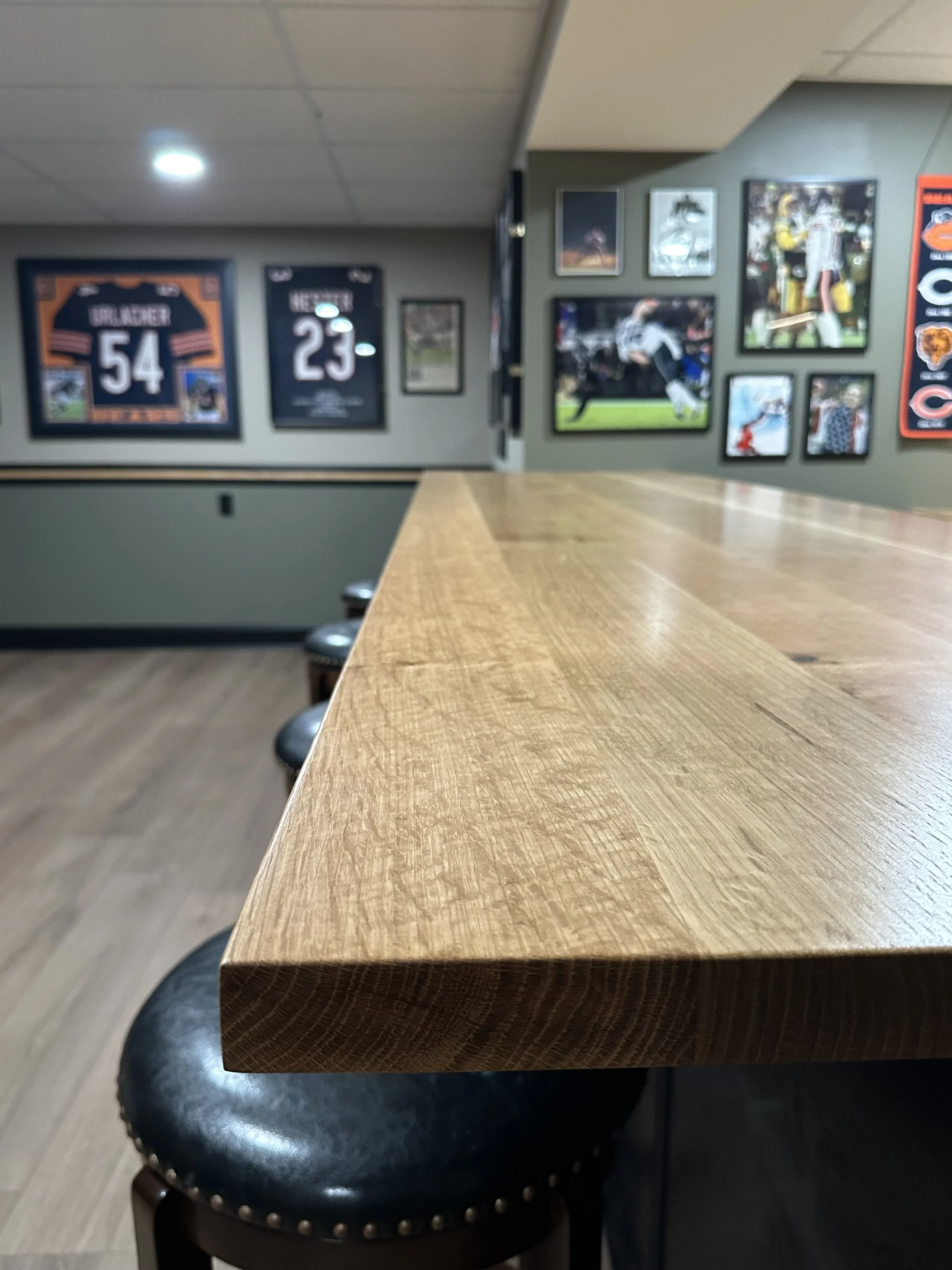 Custom quarter sawn white oak bar top