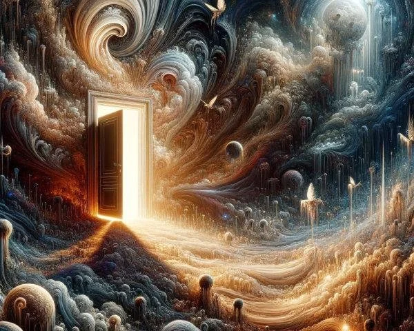 eine mystische Tür zum Universum für Träume analysieren und deuten online