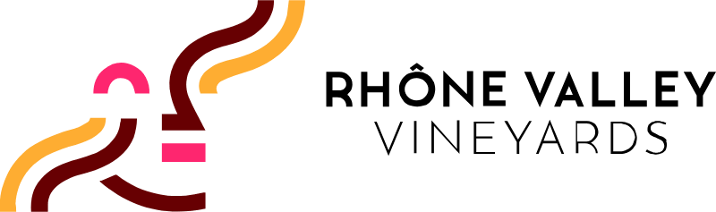 Rhône Valley Vineyards logo with stylized grape and vine design.