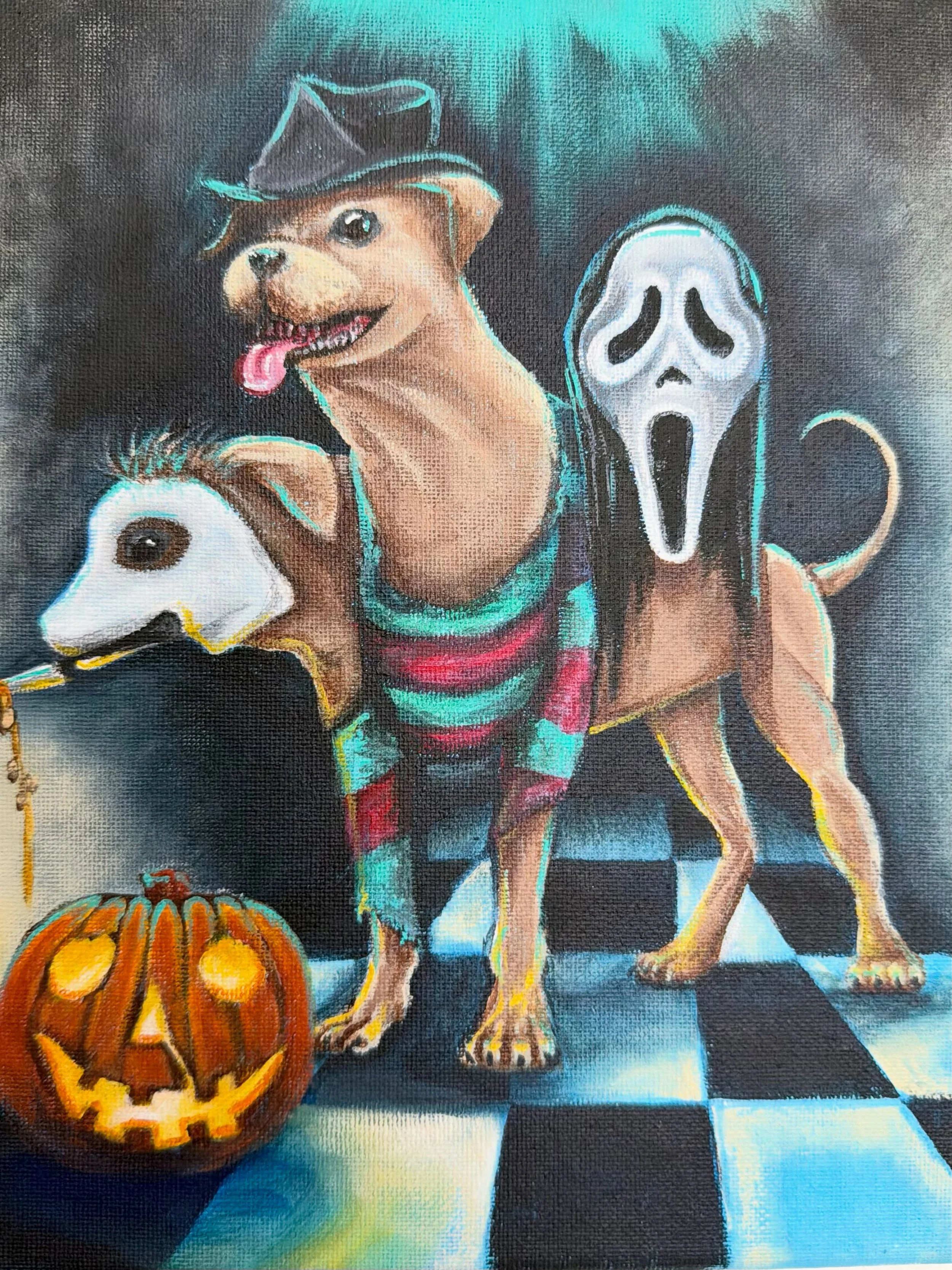 Finally done! Happy early Halloween! 🎃 #amateurartist #halloween #halloweenpainting