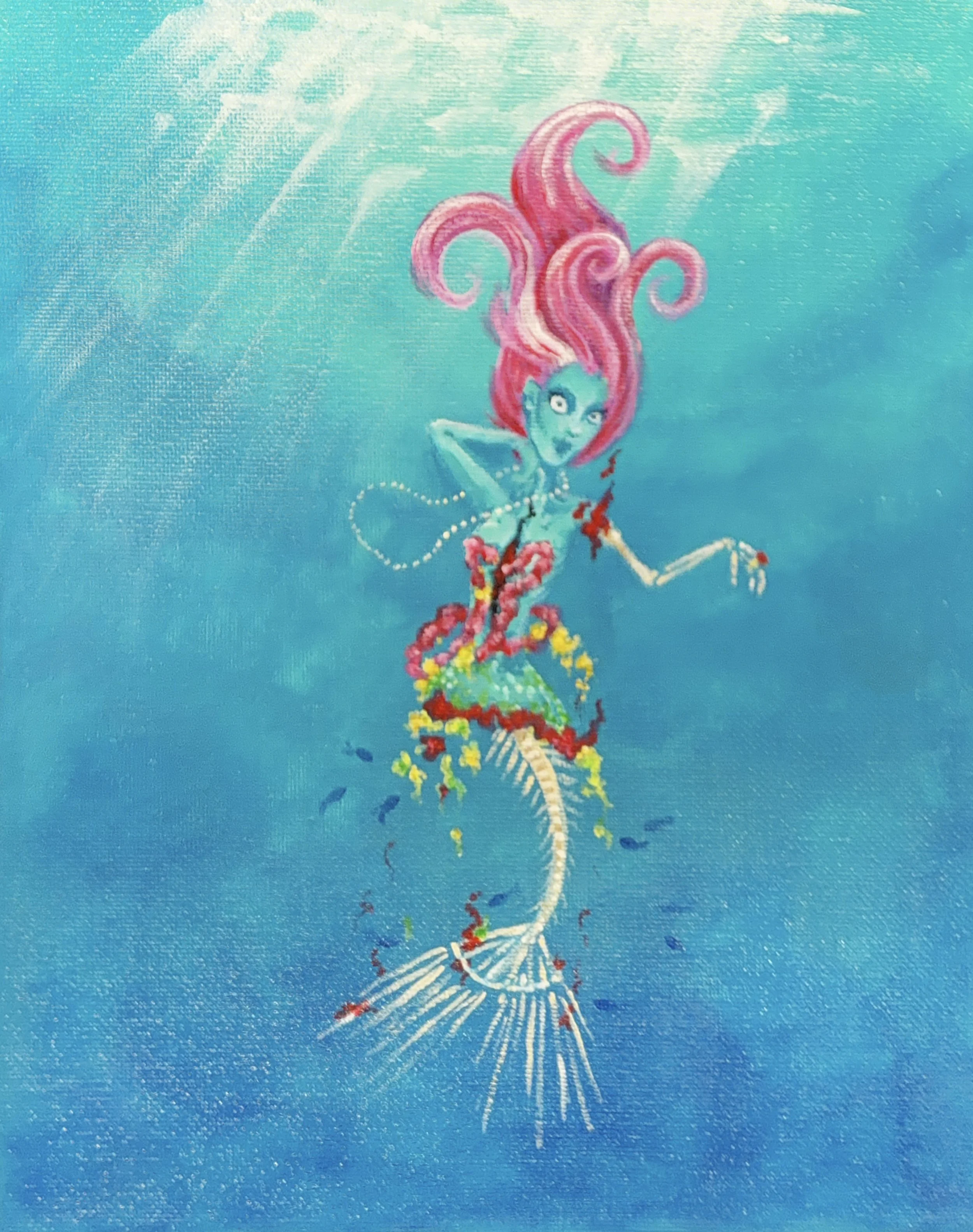 Dead mermaid, Acrylic on 8x10