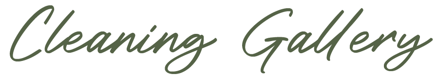 Stylized green text that reads 'Cleaning Gallery' in cursive font.