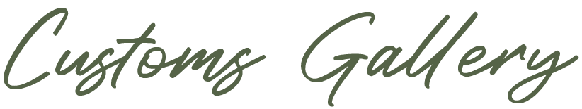 The image features a text design that says "Customs Gallery" in a stylish, cursive font on a transparent background.