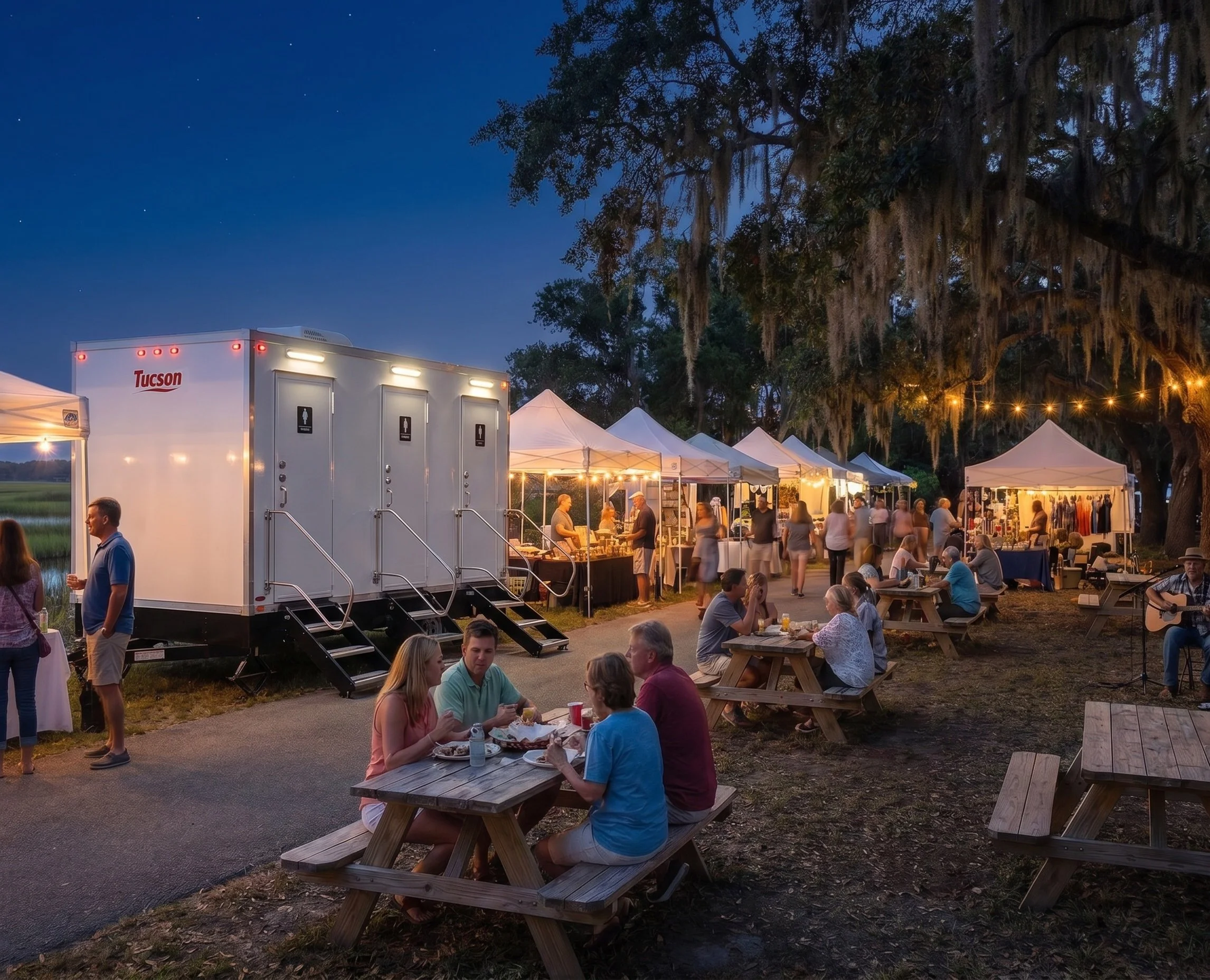 Upscale mobile restroom trailer for private special events and celebrations in South Carolina