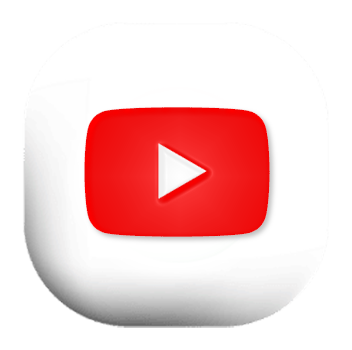 YouTube app icon with a red play button on a white background.