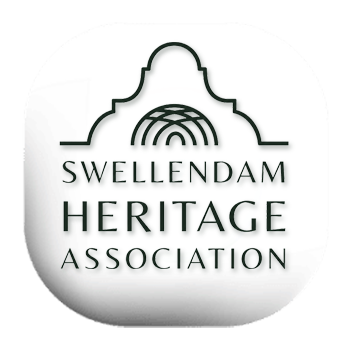 Swellendam Heritage Association logo with stylized building outline and globe