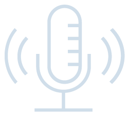 Icon of a microphone with sound waves on each side
