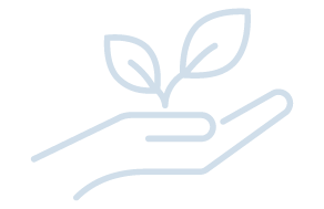 Outline of a hand holding two leaves.