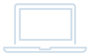 Icon of a laptop computer with a rectangular screen and a keyboard base