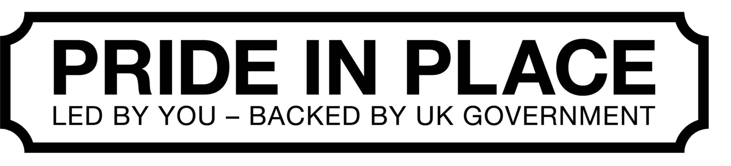 Pride in Place logo saying led by you - backed by UK Government