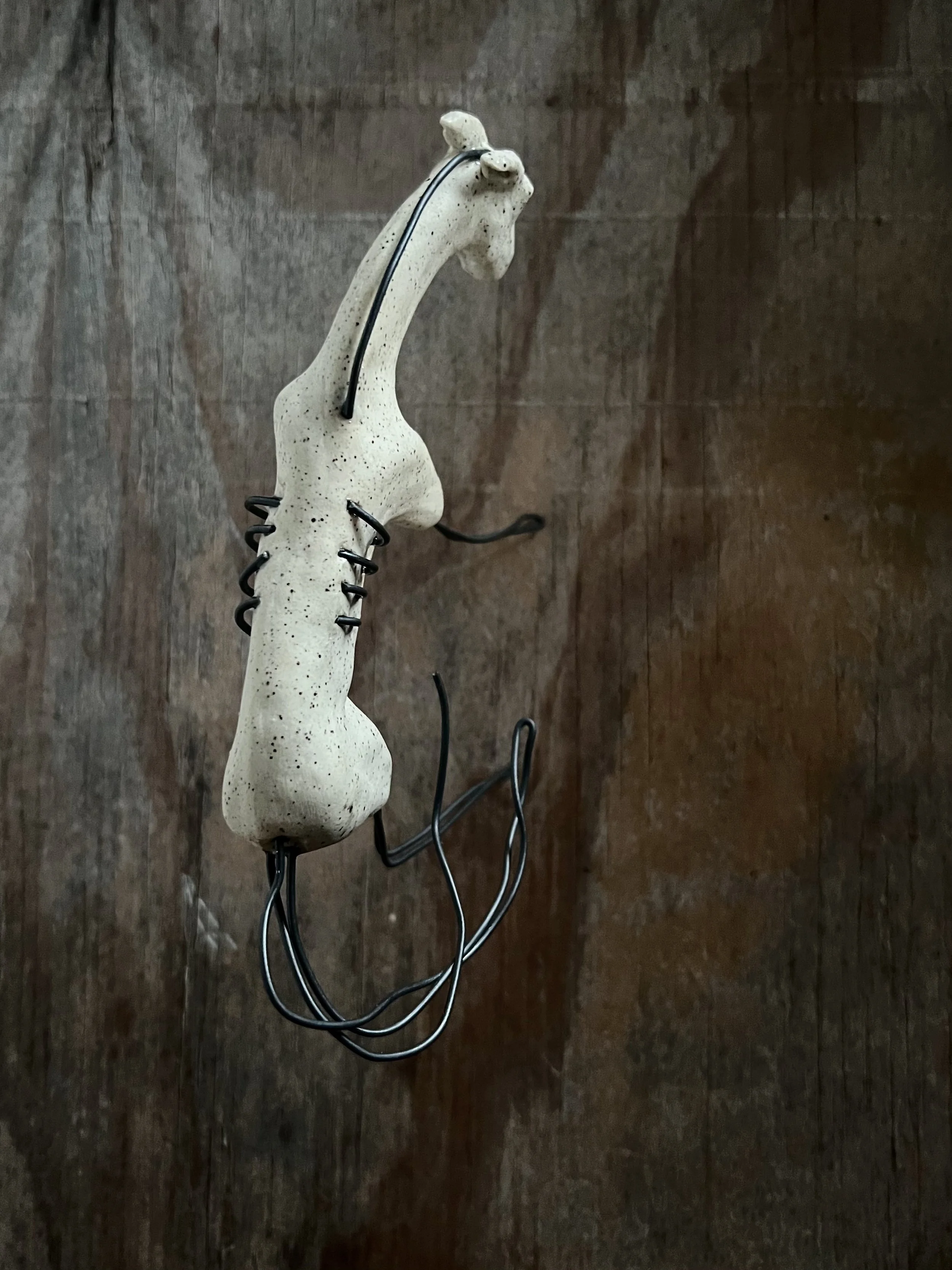 Stoneware, wire, and resin, 5 x 7 inches