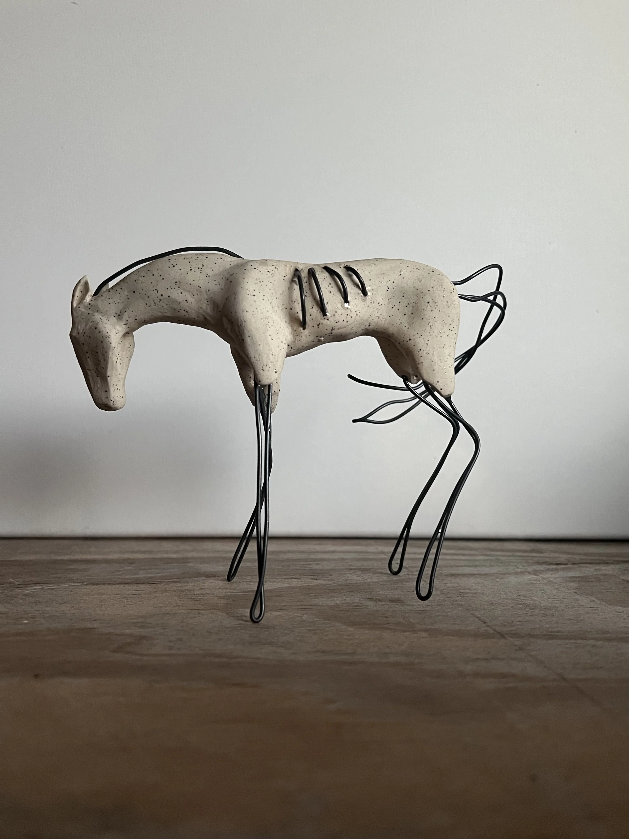 Stoneware, wire, and resin, 5 x 7 inches