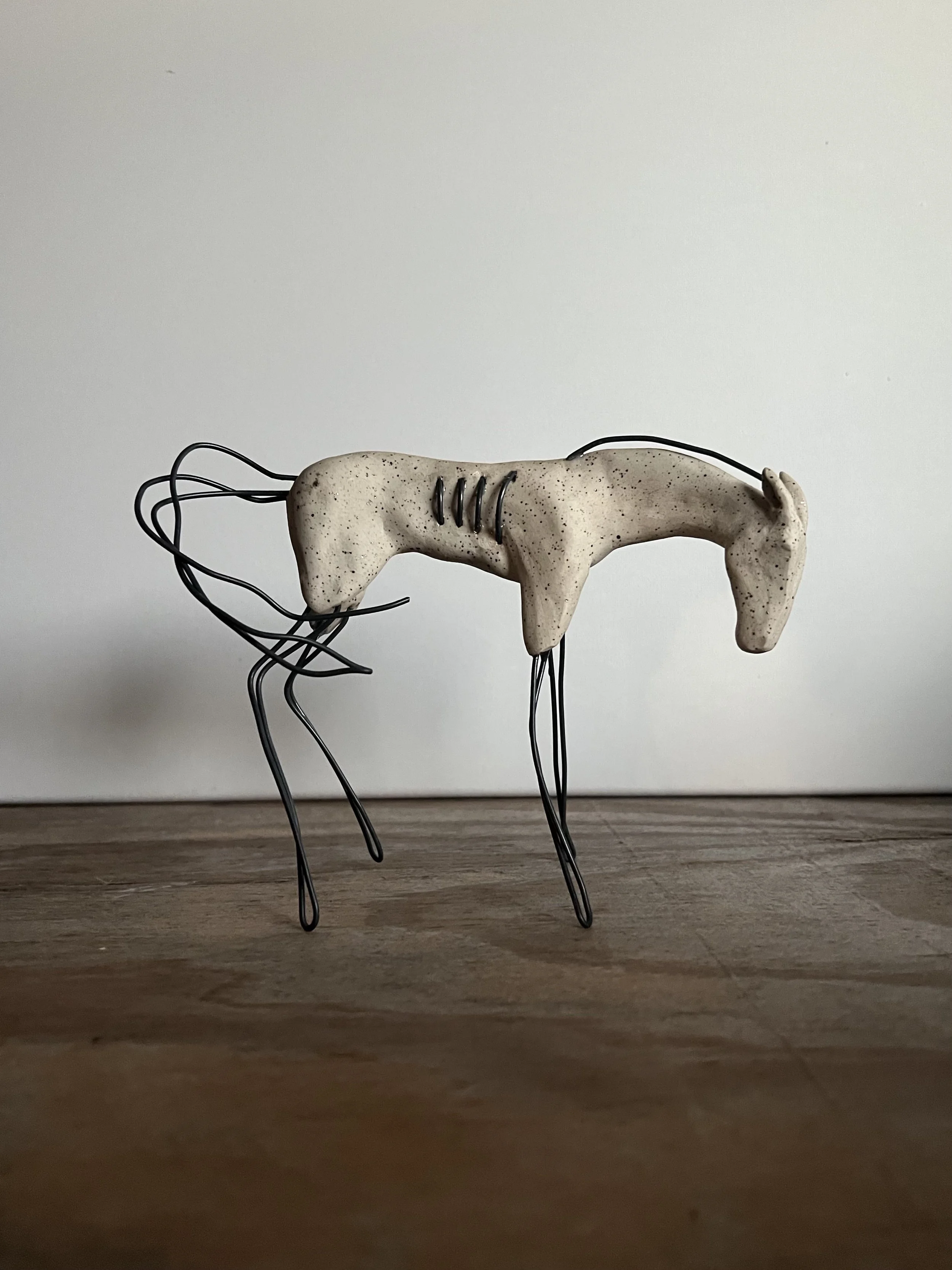 Stoneware, wire, and resin, 5 x 7 inches