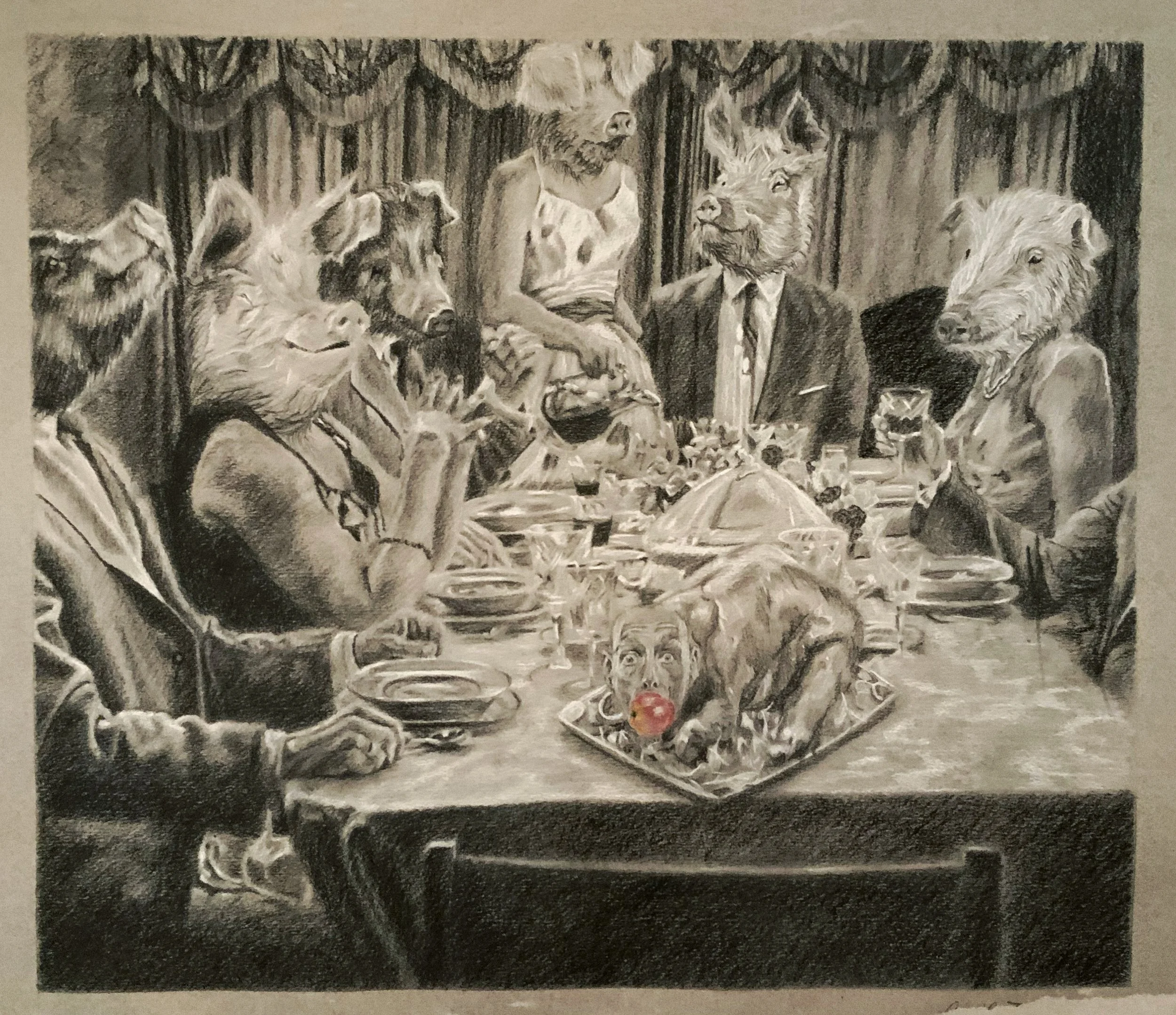 Charcoal on paper, 18 x 24 inches