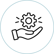 Hand and gear icon