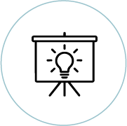 Lighbulb on presentation screen icon