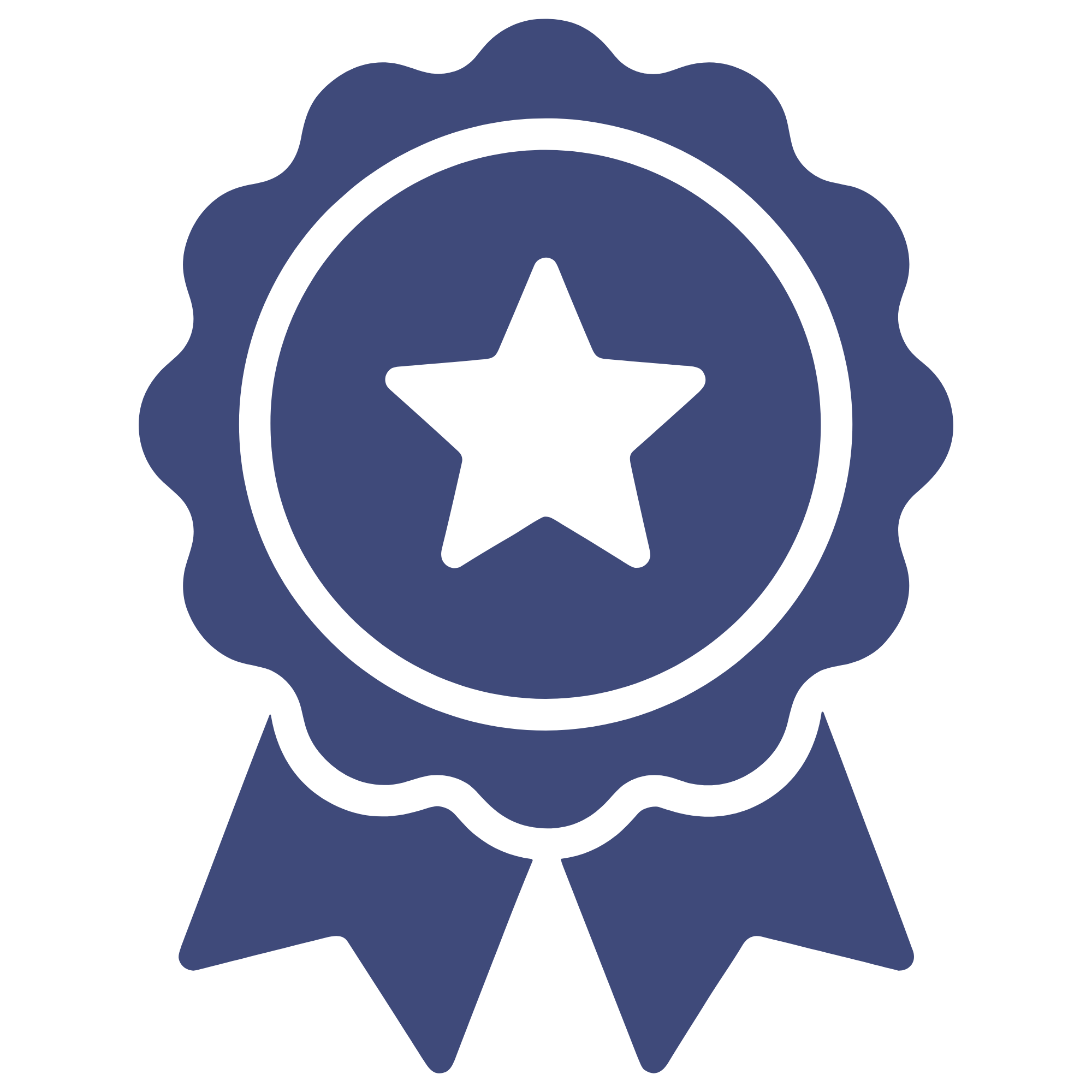 Icon of a person with a star badge around their neck, indicating recognition or being a star performer.