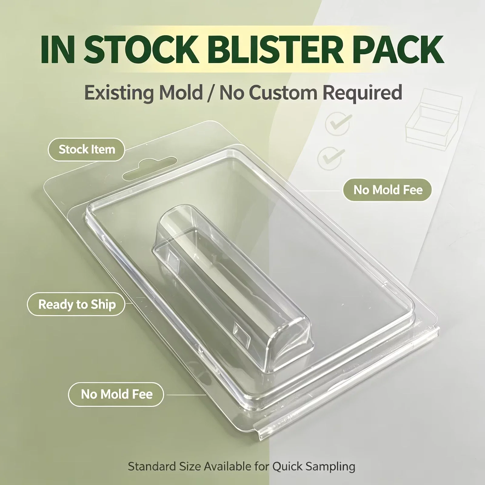 Clear Blister Pack Clamshell Packaging for 78mm Vape Cartridge Tube Hang Hole 375 ct case
