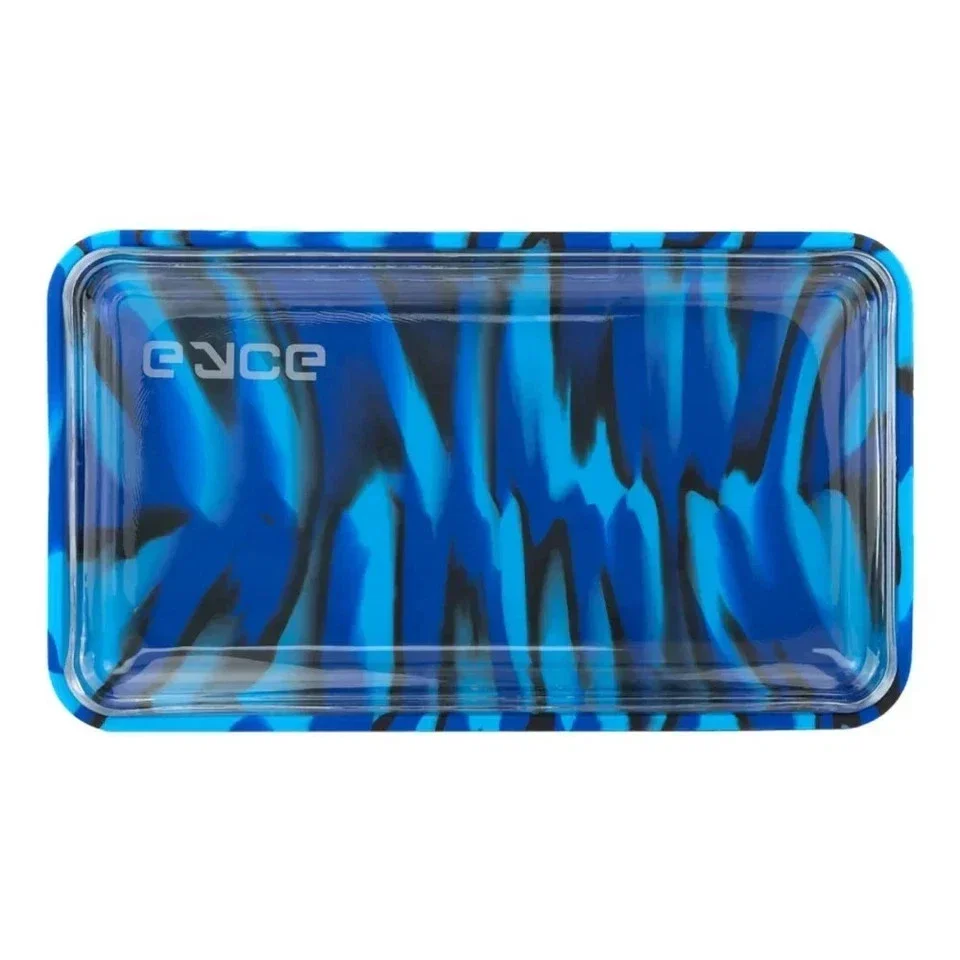 Eyce Silicone and Glass Rolling Tray Smoking Accessories Color Winter Blue Eyce Silicone and Glass Rolling Tray Smoking Accessorie
