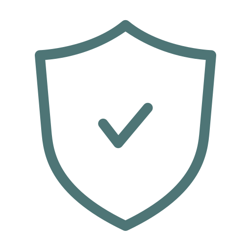 Icon of a shield with a checkmark in the center, representing security or protection.