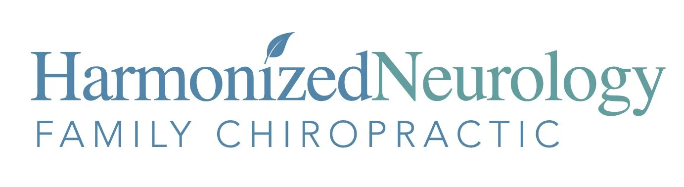Logo for Harmonized Neurology Family Chiropractic with text and a leaf accent.