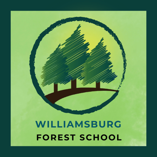 Logo for Williamsburg Forest School featuring three stylized green trees inside a black circle, with the text "WILLIAMSBURG FOREST SCHOOL" underneath.