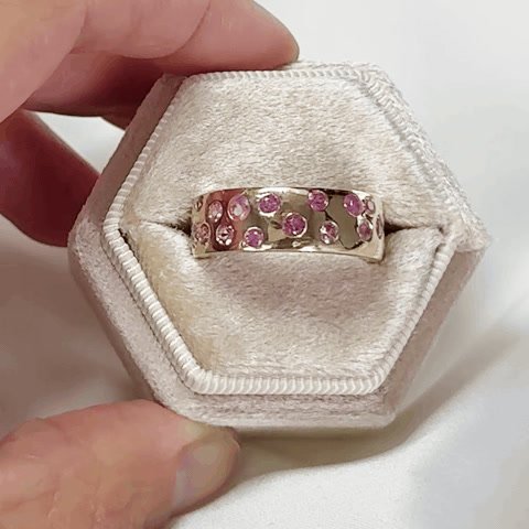 Pink Sapphire Confetti-Style Cigar Band Ring
