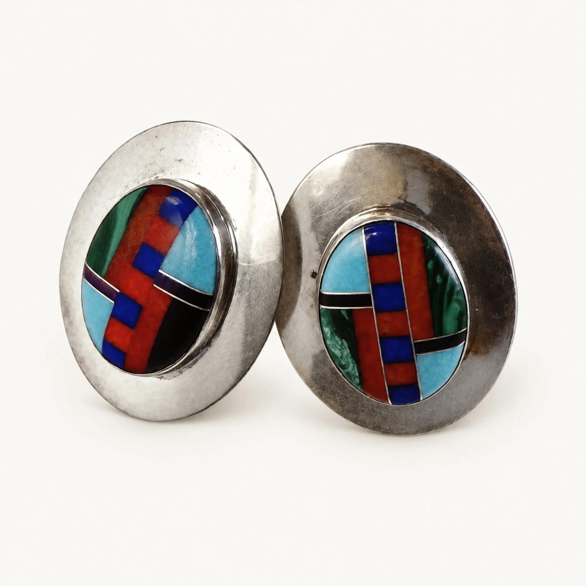 Ella Peter Sterling Silver & Stone Inlay Earrings