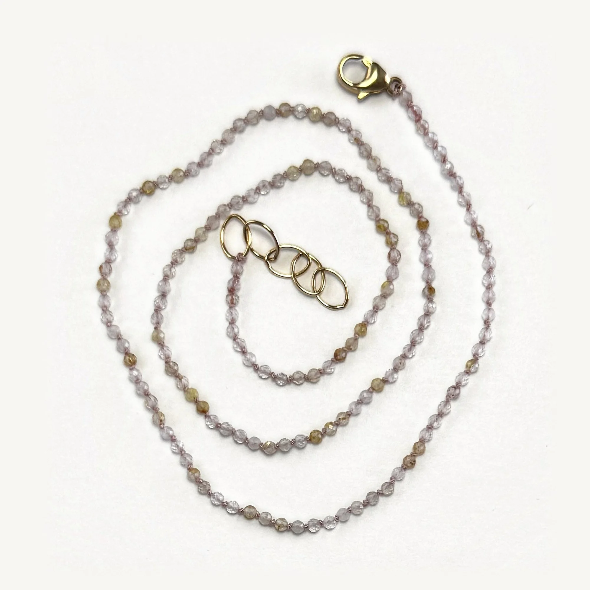 BLYTHE Necklace — Rutile Quartz, Ballet Pink Silk