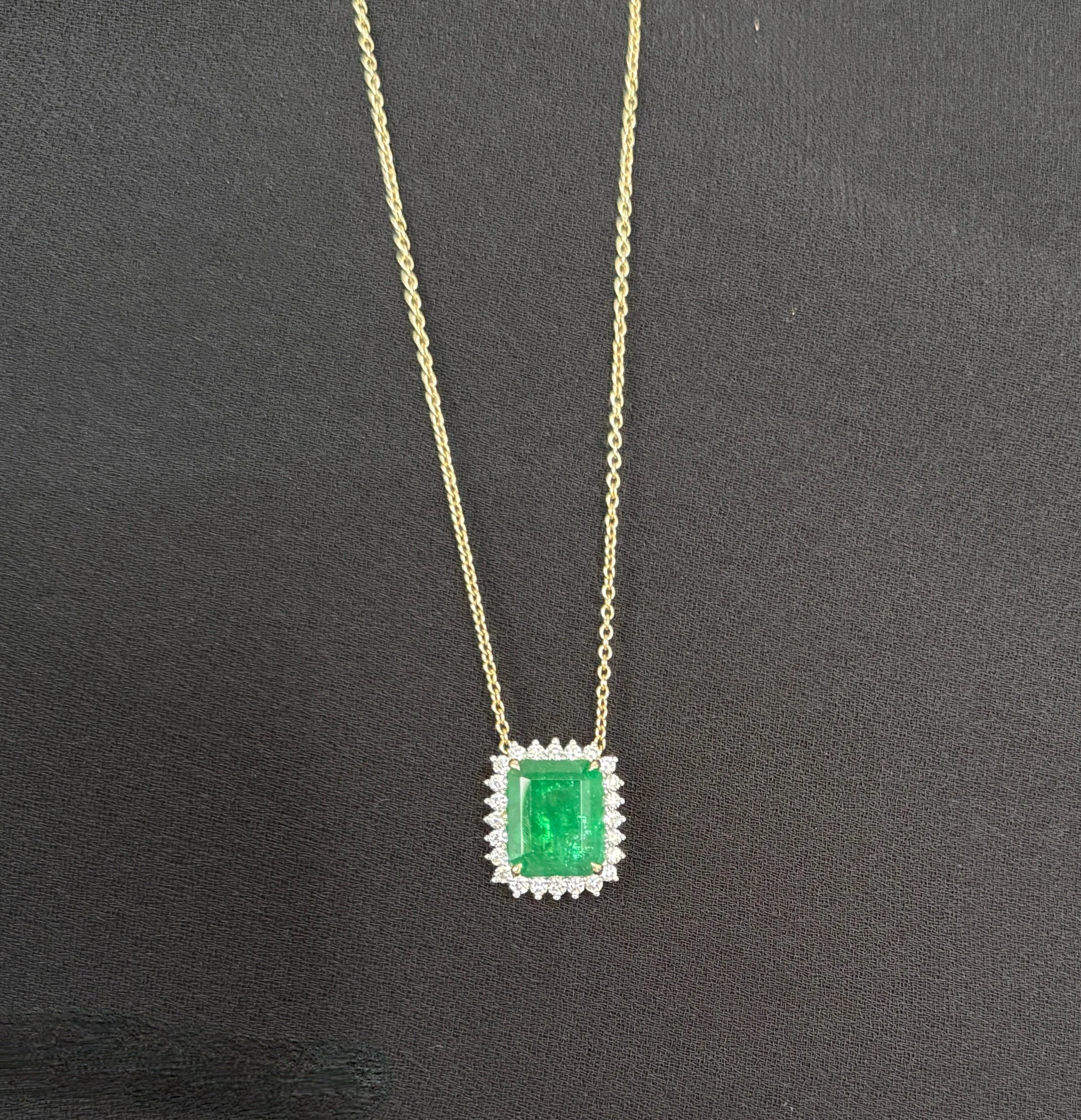 Emerald and Diamond Pendant Necklace