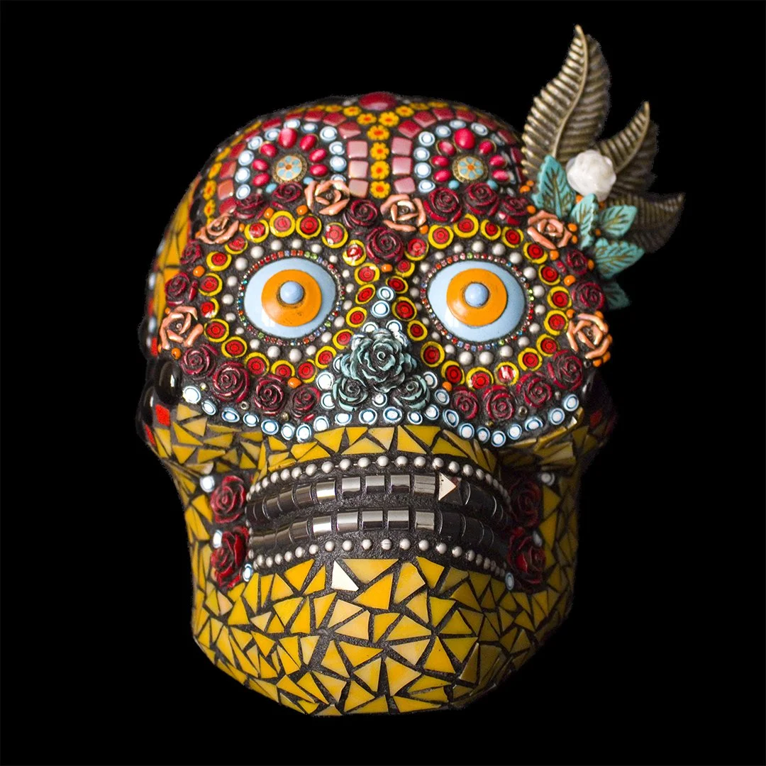 large sugar skull yellow feathers.jpg