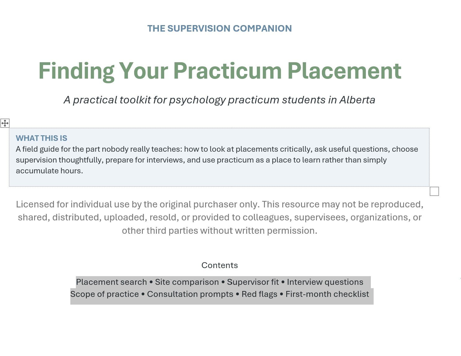Practicum Placement Toolkit
