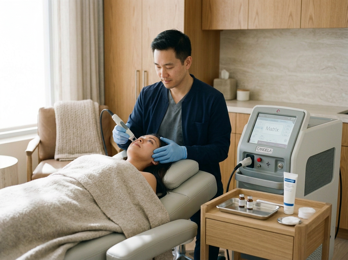 Facial acupuncture/massage with RF microneedling