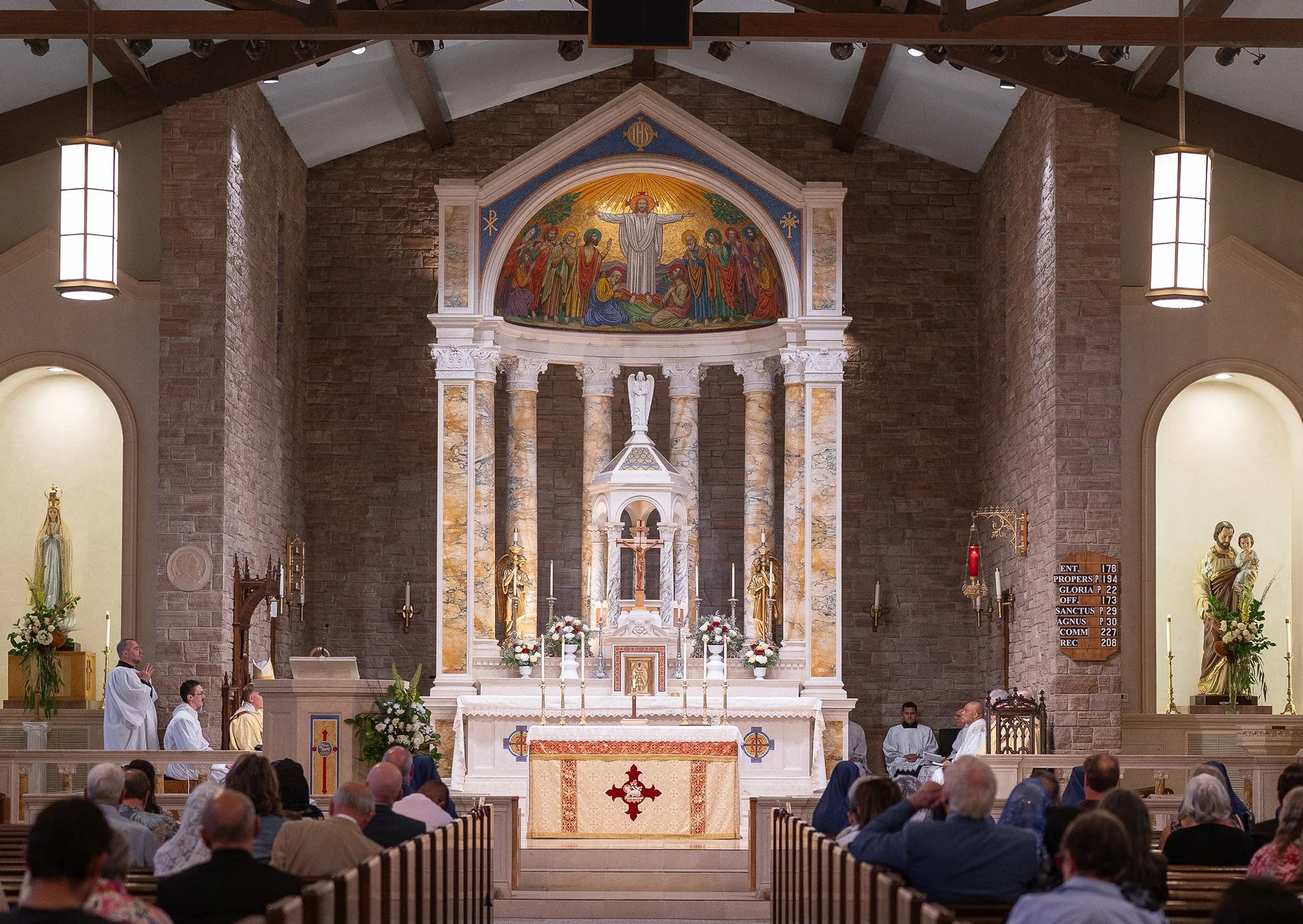 Interior or St Eugene Cathedral in Santa Rosa during Catholic Mass