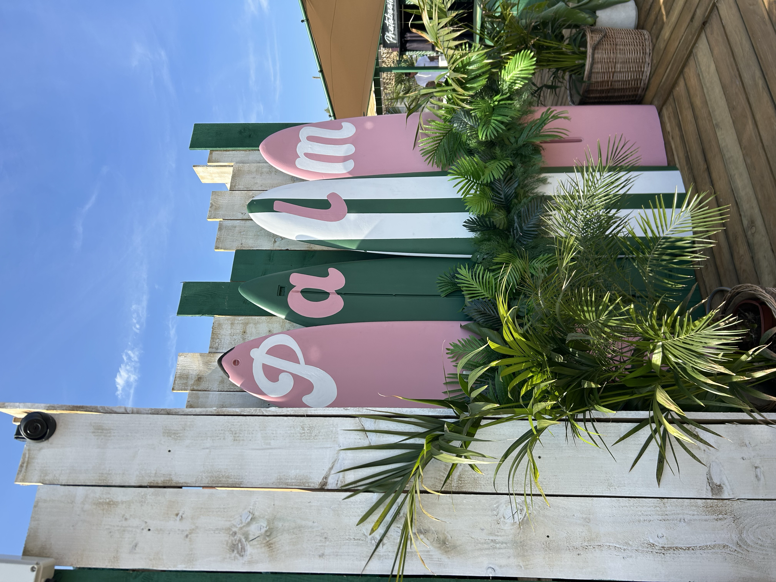 Hand painted PALM lettering for Palm Beach Club Bournemouth, opened as a temporary beach club by Seventa Events.