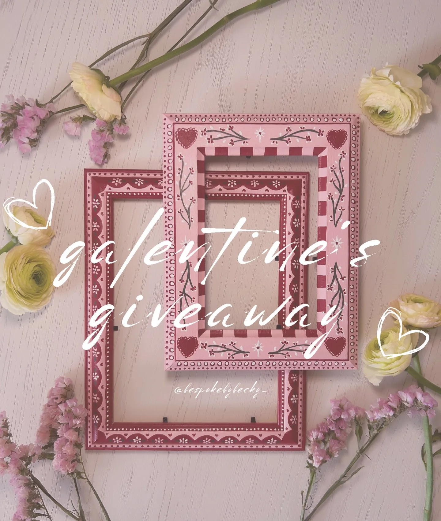 💘 GALENTINES GIVEAWAY 💘

I&rsquo;m doing a little galentines giveaway for these TWO hand painted frames as a test run for a potential spring launch of some similar products (think blues, yellows &amp; soft greens etc!!✨). If this colour combo isn&r