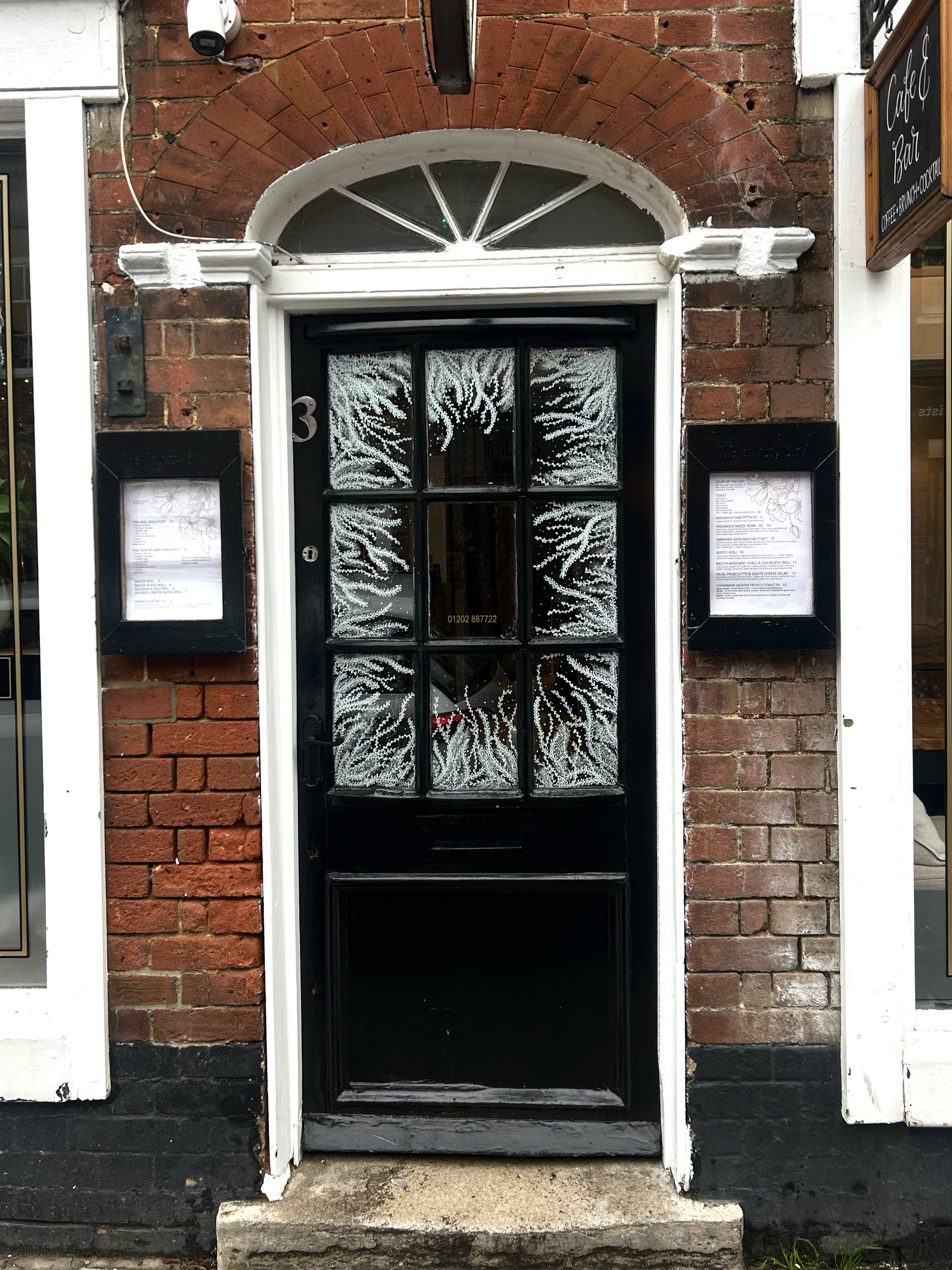 Festive door art for The Bird, Wimborne.