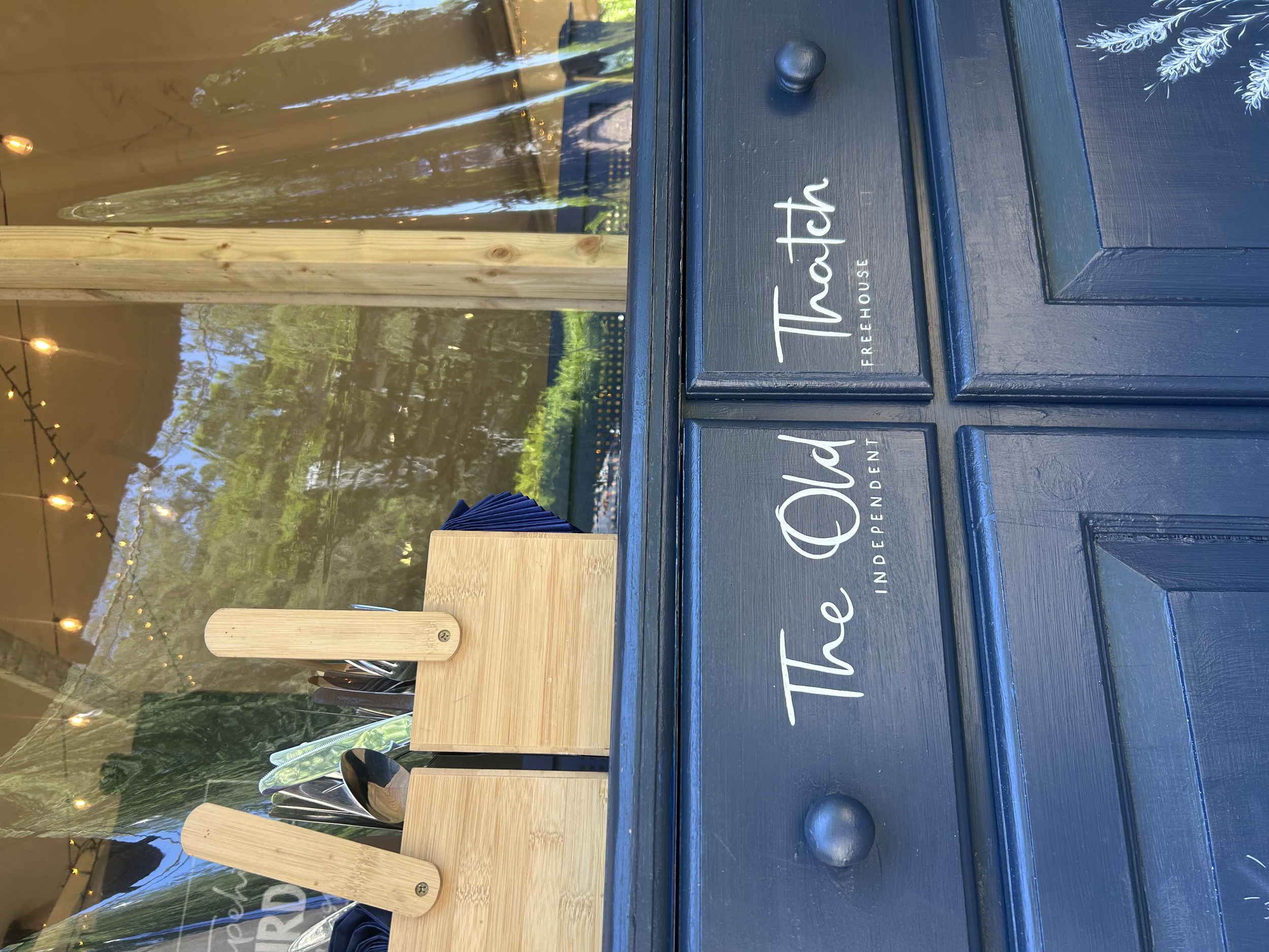 Hand painted logo as part of a decorative painting project for The Old Thatch, Independent Freehouse.