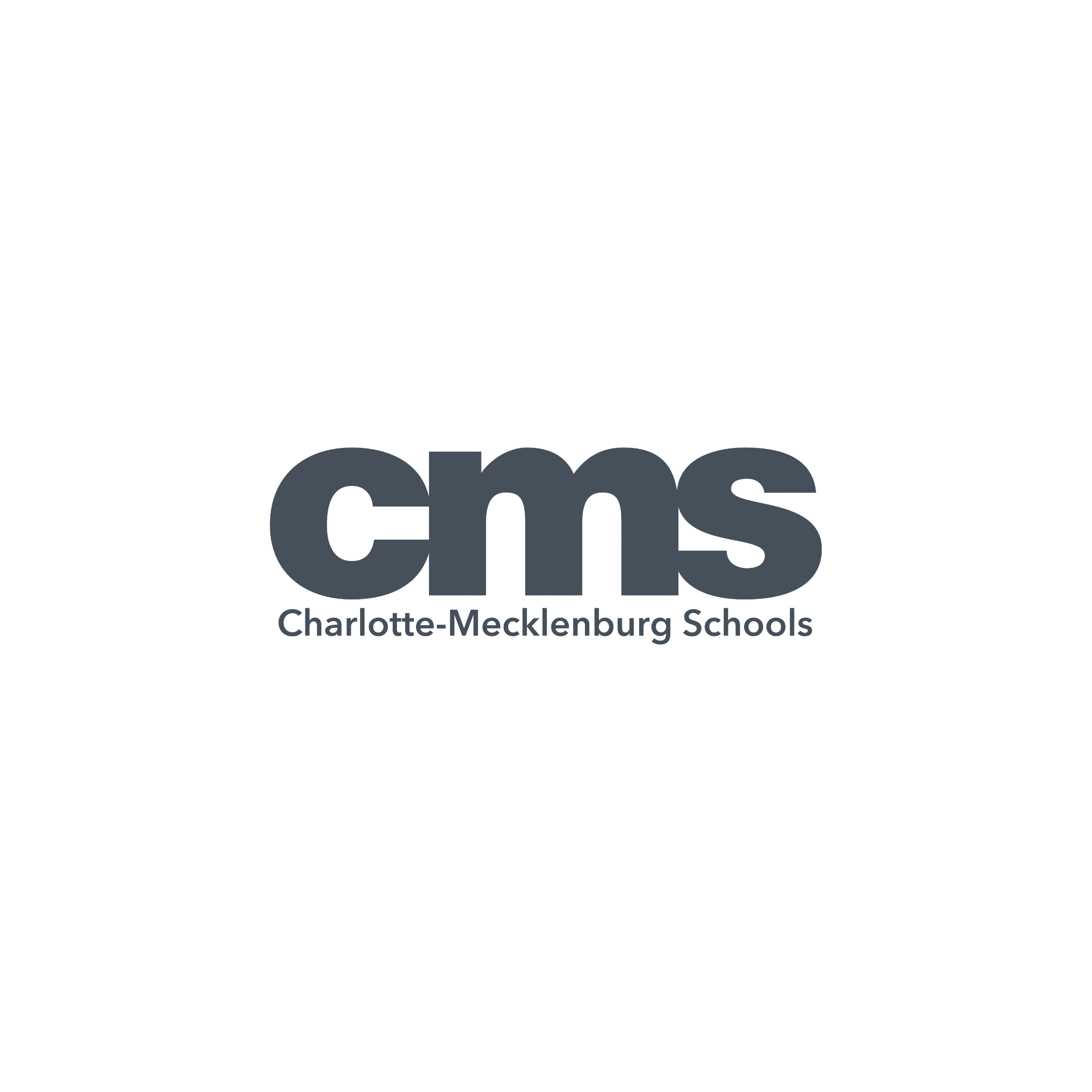 Charlotte-Mecklenburg Schools logo with stylized text and tagline