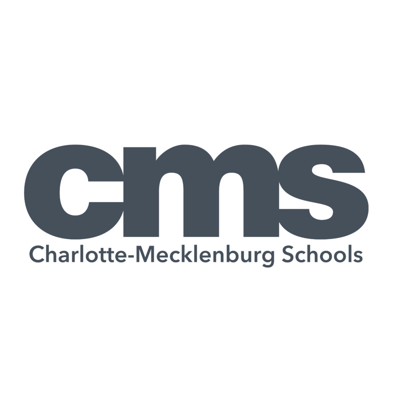Charlotte-Mecklenburg Schools logo with the abbreviation 'CMS' in large font and the full name underneath.